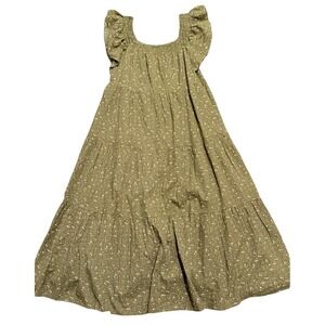 Madewell S Small Olive Ruffle Sleeve Tiered Midi Dress Daisy Stitch Sold Out